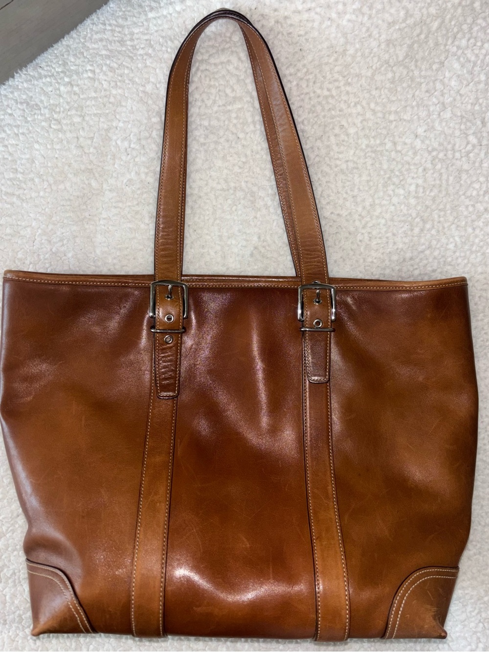 Vintage Coach Hampton Whiskey Brown 6491 Leather Tote Shoulder Bag Carryall - Picture 3 of 15